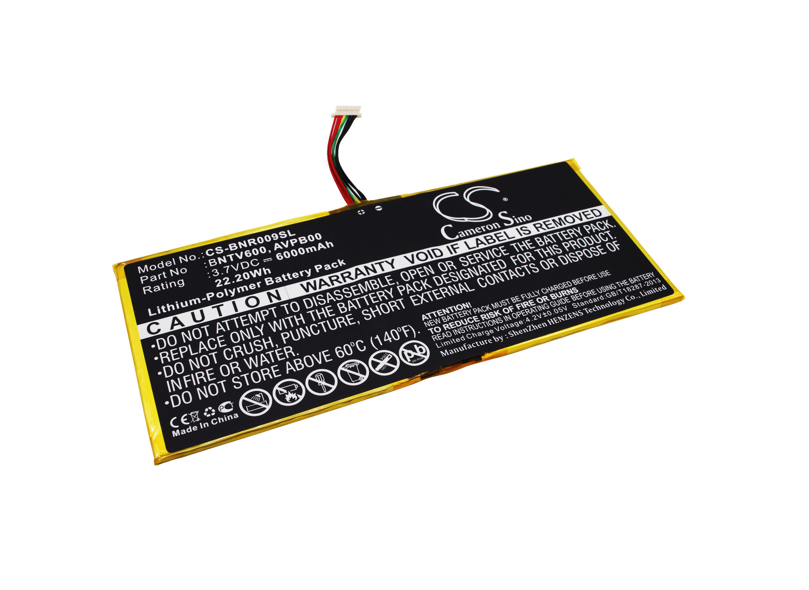 6000mAh Battery - CS-BNR009SL / Li-Polymer / Volts: 3.7