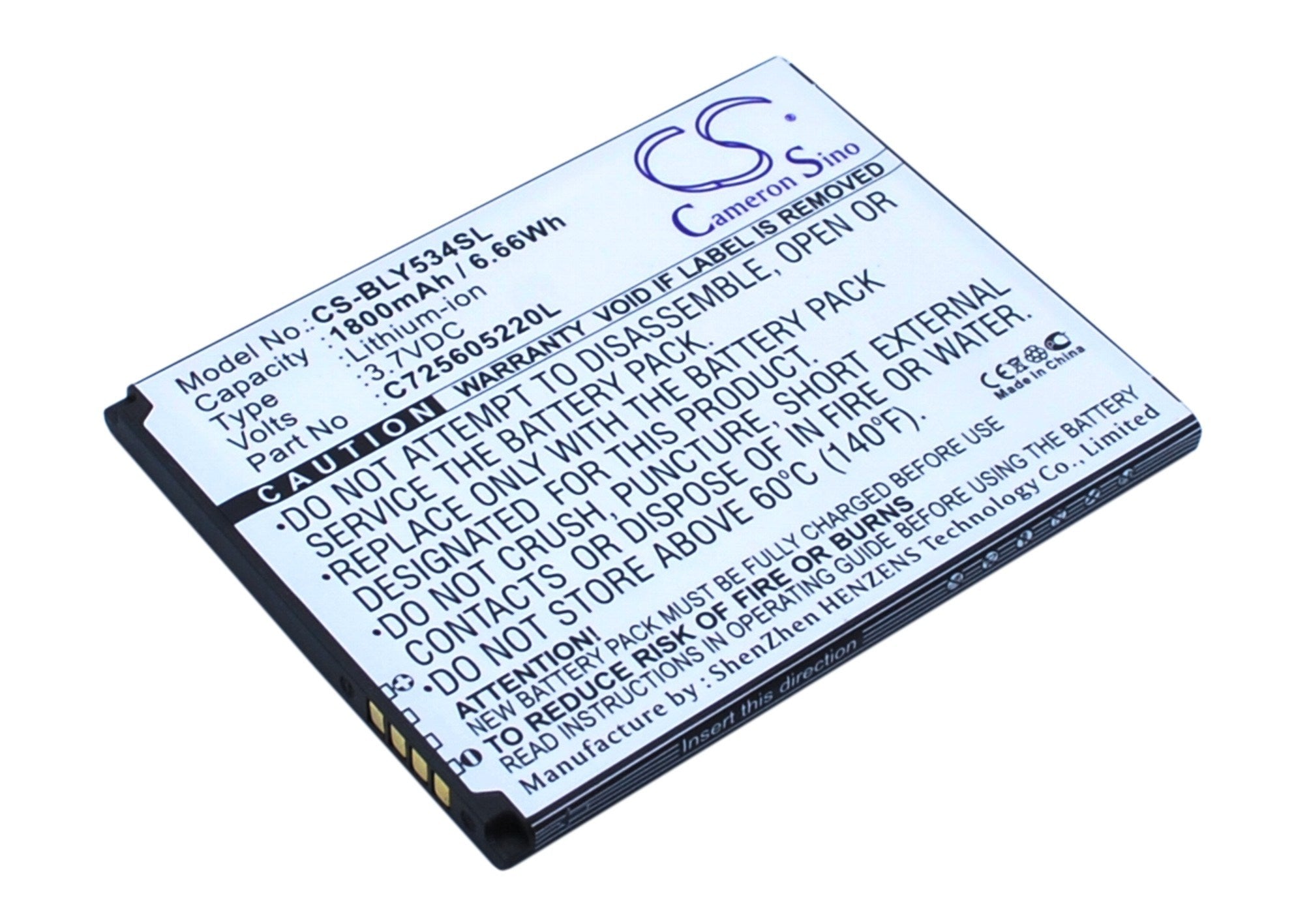 1800mAh Battery - CS-BLY534SL / Li-ion / Volts: 3.7