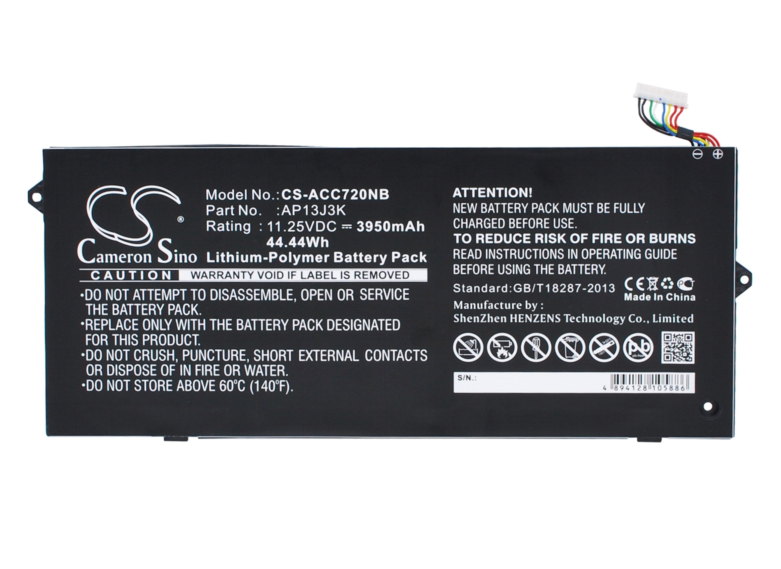 3950mAh Battery - CS-ACC720NB / Li-Polymer / Volts: 11.25