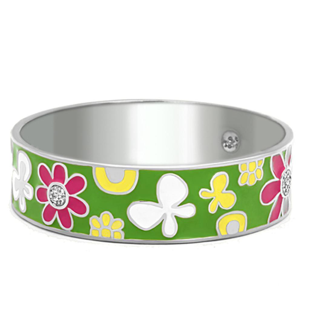 TK287 - High polished (no plating) Stainless Steel Bangle with Epoxy in Multi Color