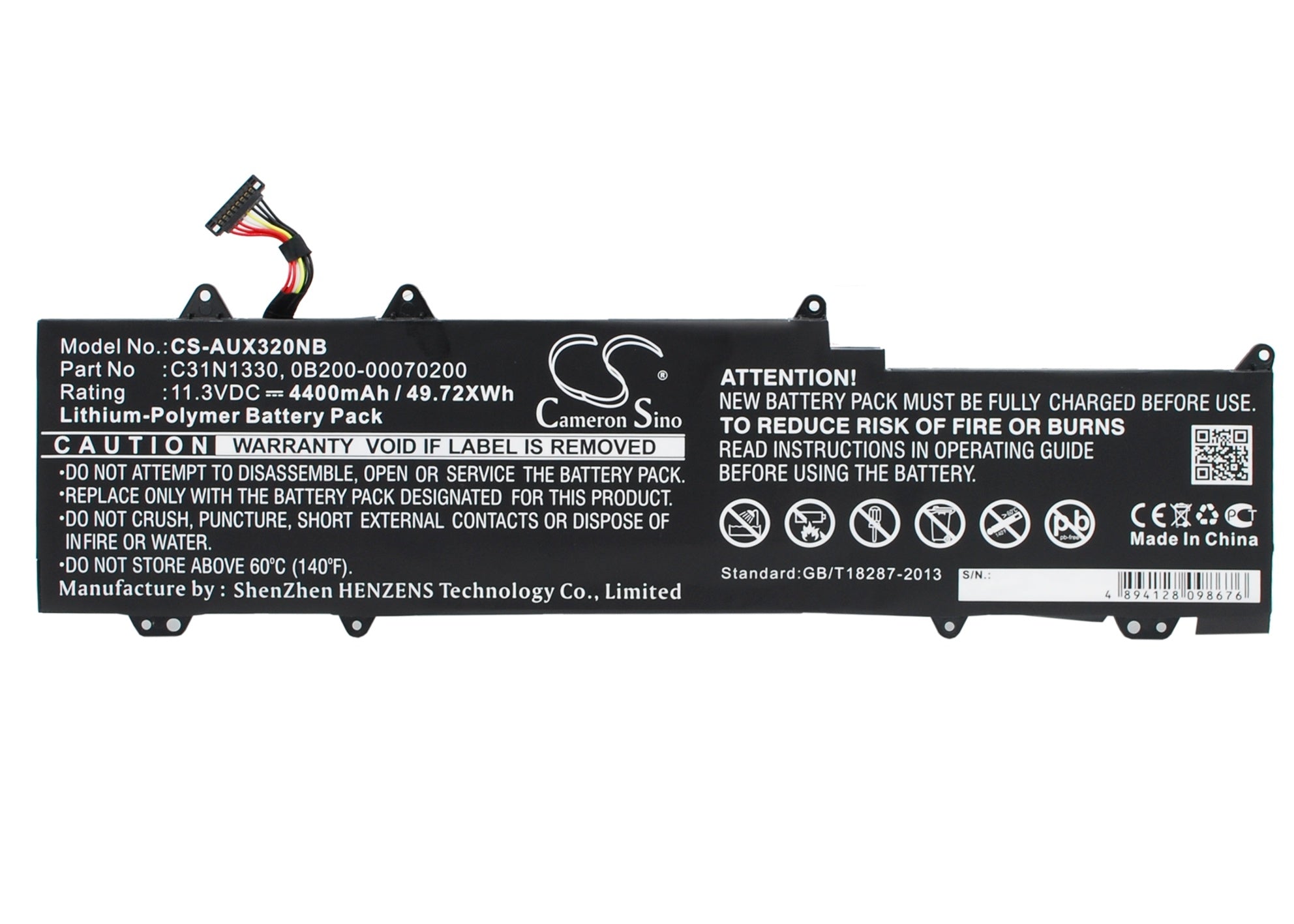 4400mAh Battery - CS-AUX320NB / Li-Polymer / Volts: 11.3