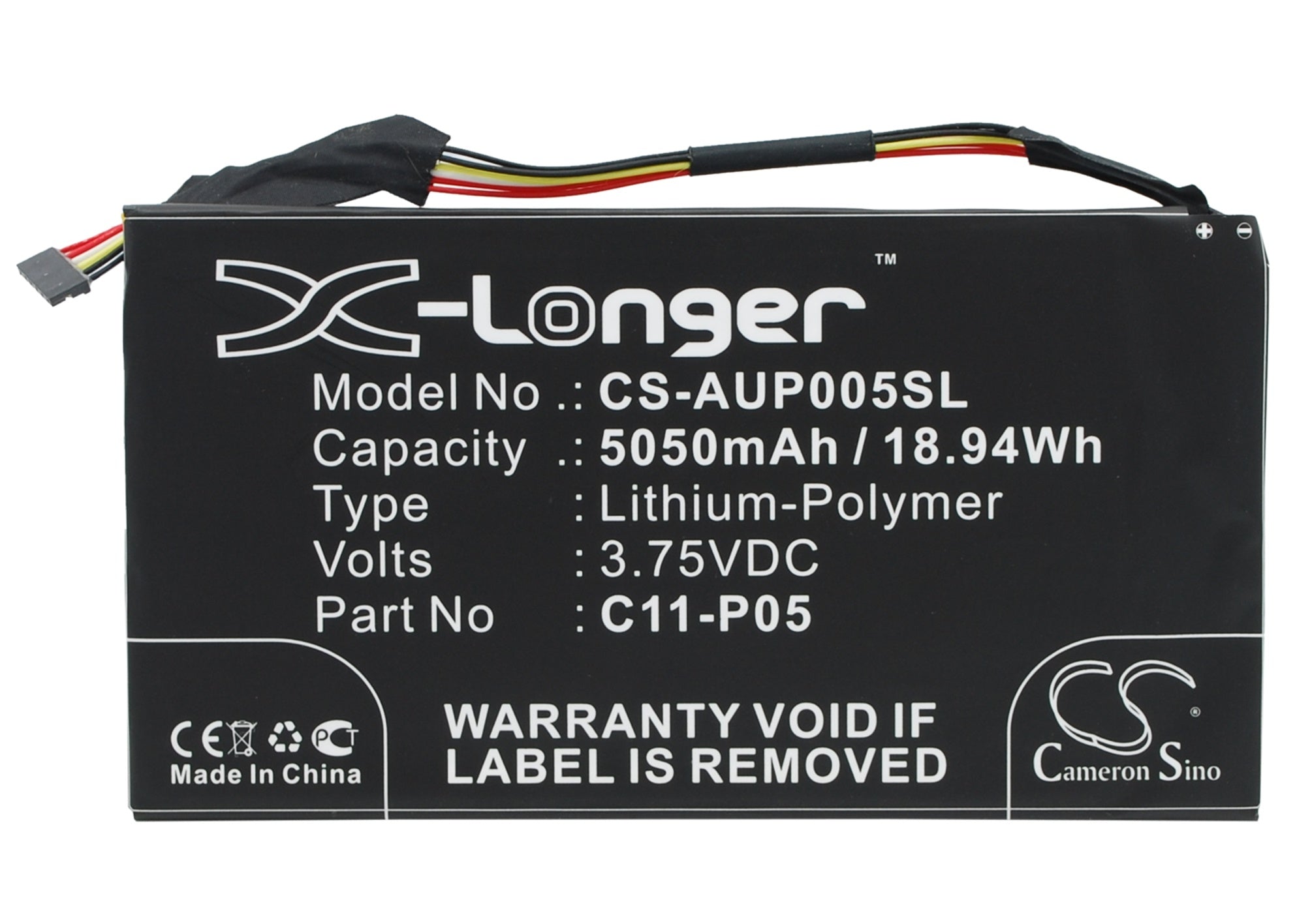 5050mAh Battery - CS-AUP005SL / Li-Polymer / Volts: 3.75