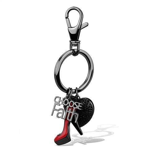 TK2795 - IP Light Black (IP Gun) Stainless Steel Key Ring with Top Grade Crystal in Jet