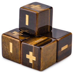 Handmade Stone Fudge Dice, Tiger's Eye, 4-pack