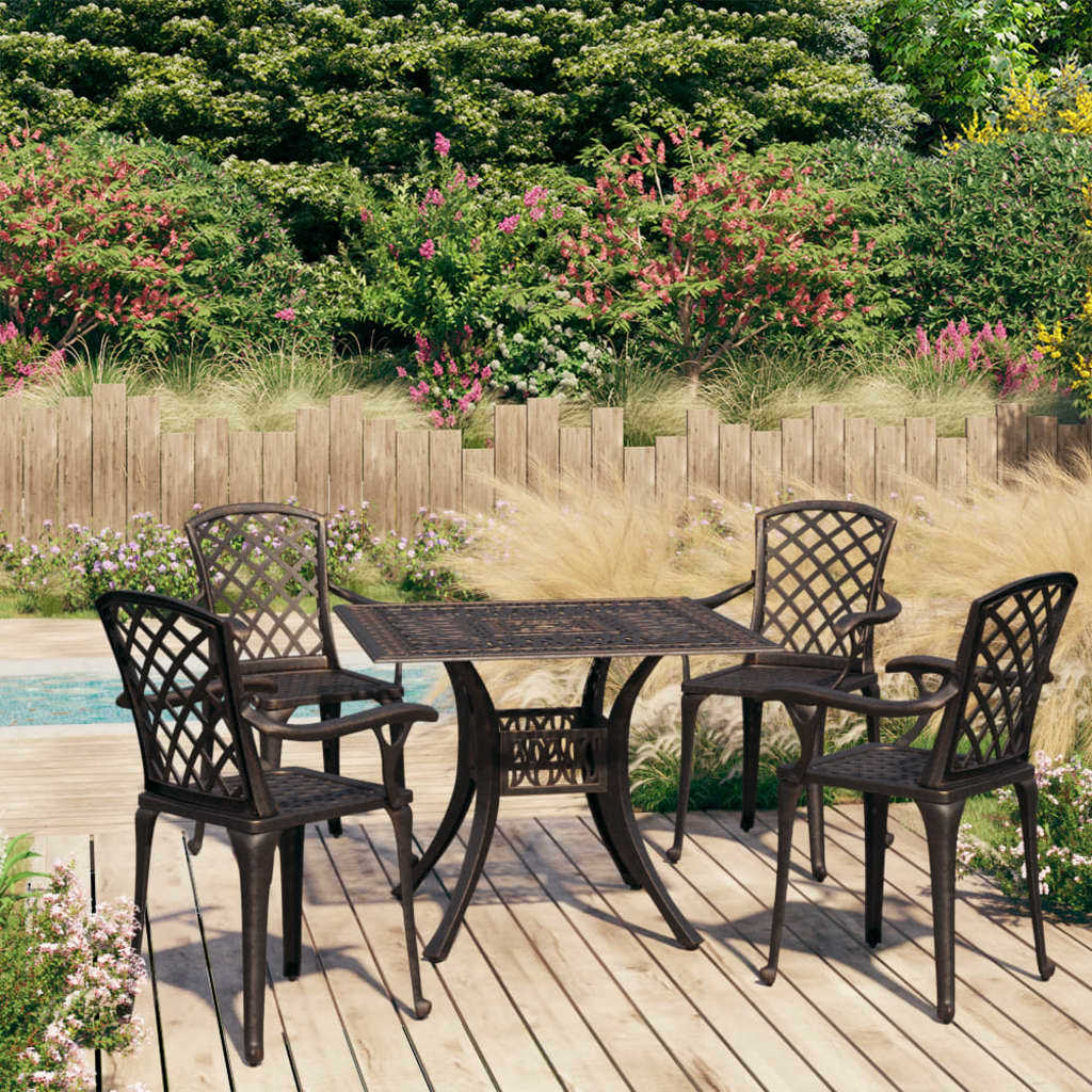 5 Piece Bistro Set Cast Aluminum Bronze