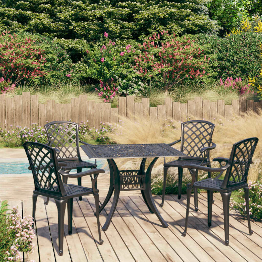 5 Piece Bistro Set Cast Aluminum Black