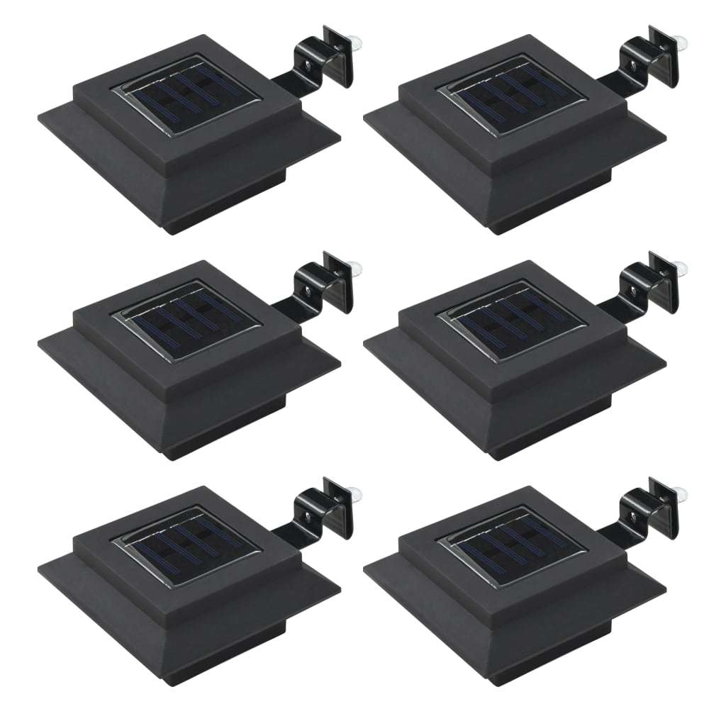 Outdoor Solar Lamps 6 pcs LED Square 4.7" Black