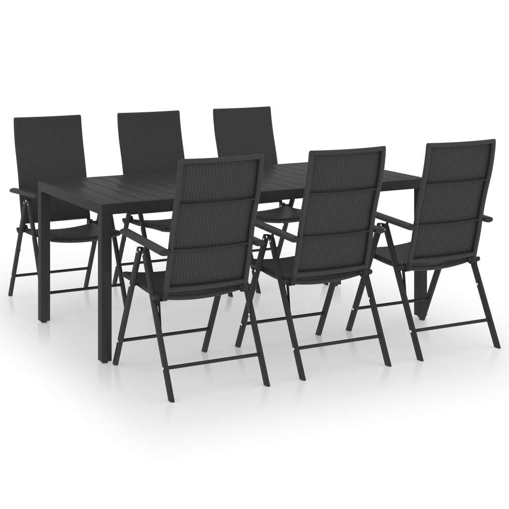 7 Piece Patio Dining Set Black