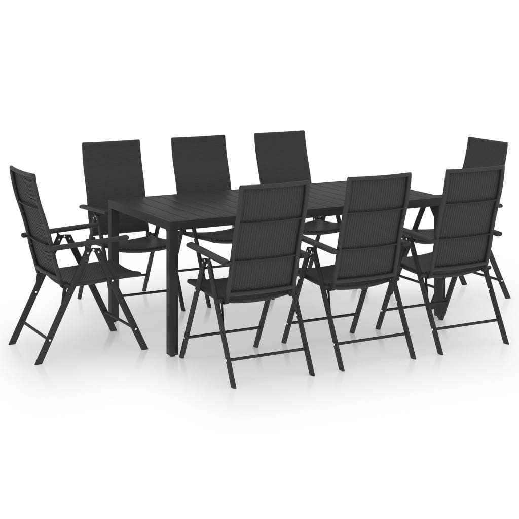 9 Piece Patio Dining Set Black