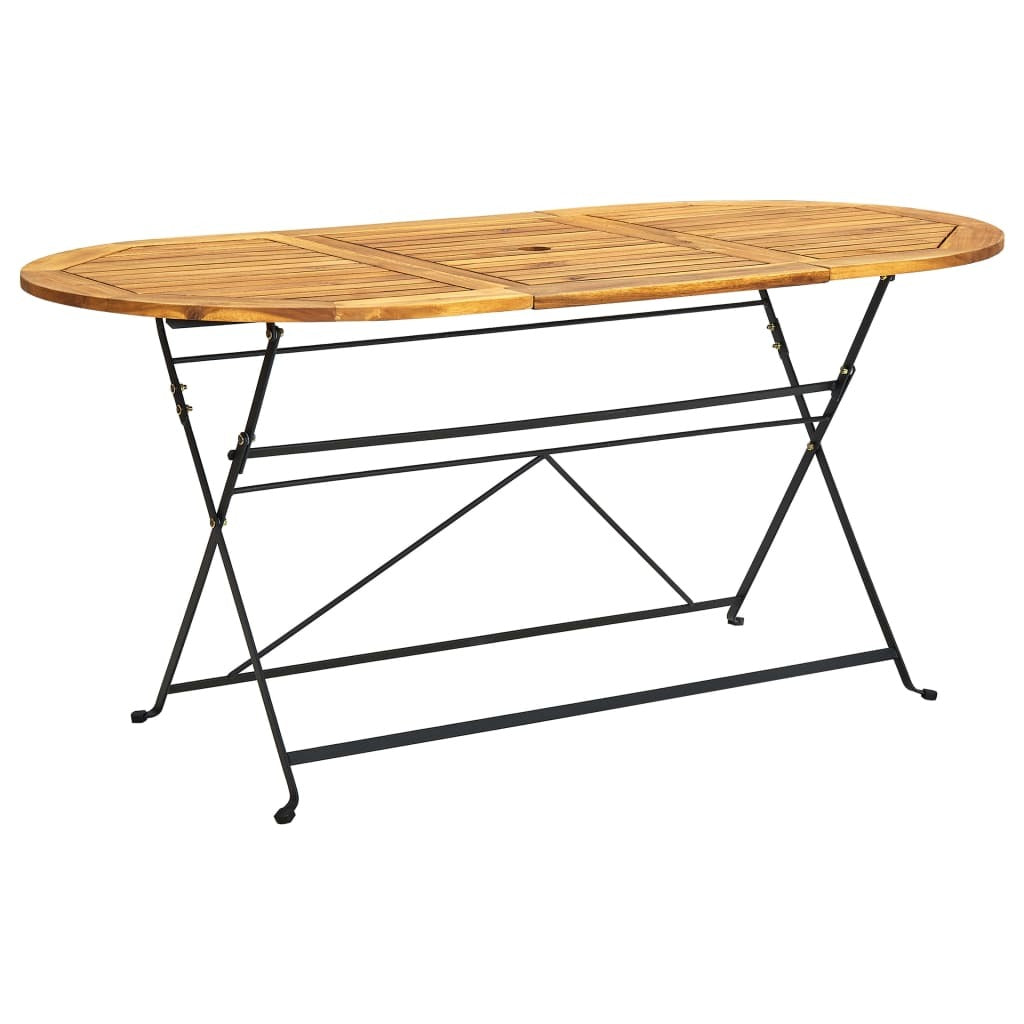 Patio Table 63"x33.5"x29.1" Solid Acacia Wood Oval