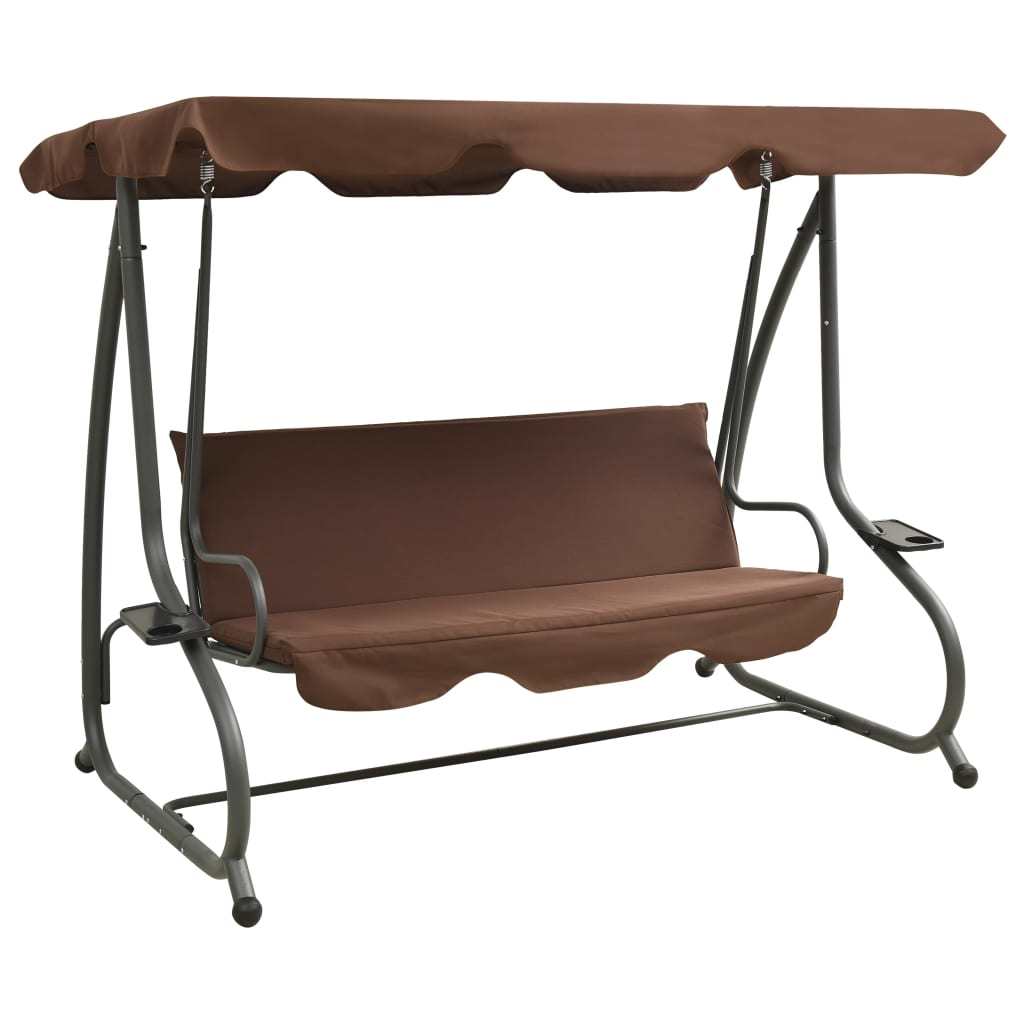 Outdoor Swing Bench with Canopy Coffee