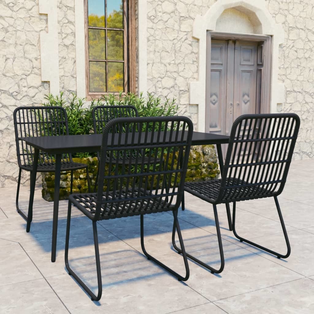 5 Piece Patio Dining Set Poly Rattan and Glass