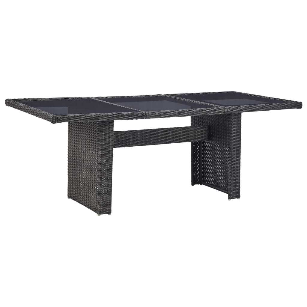 Patio Dining Table Black 78.7"x39.4"x29.1" Glass and Poly Rattan