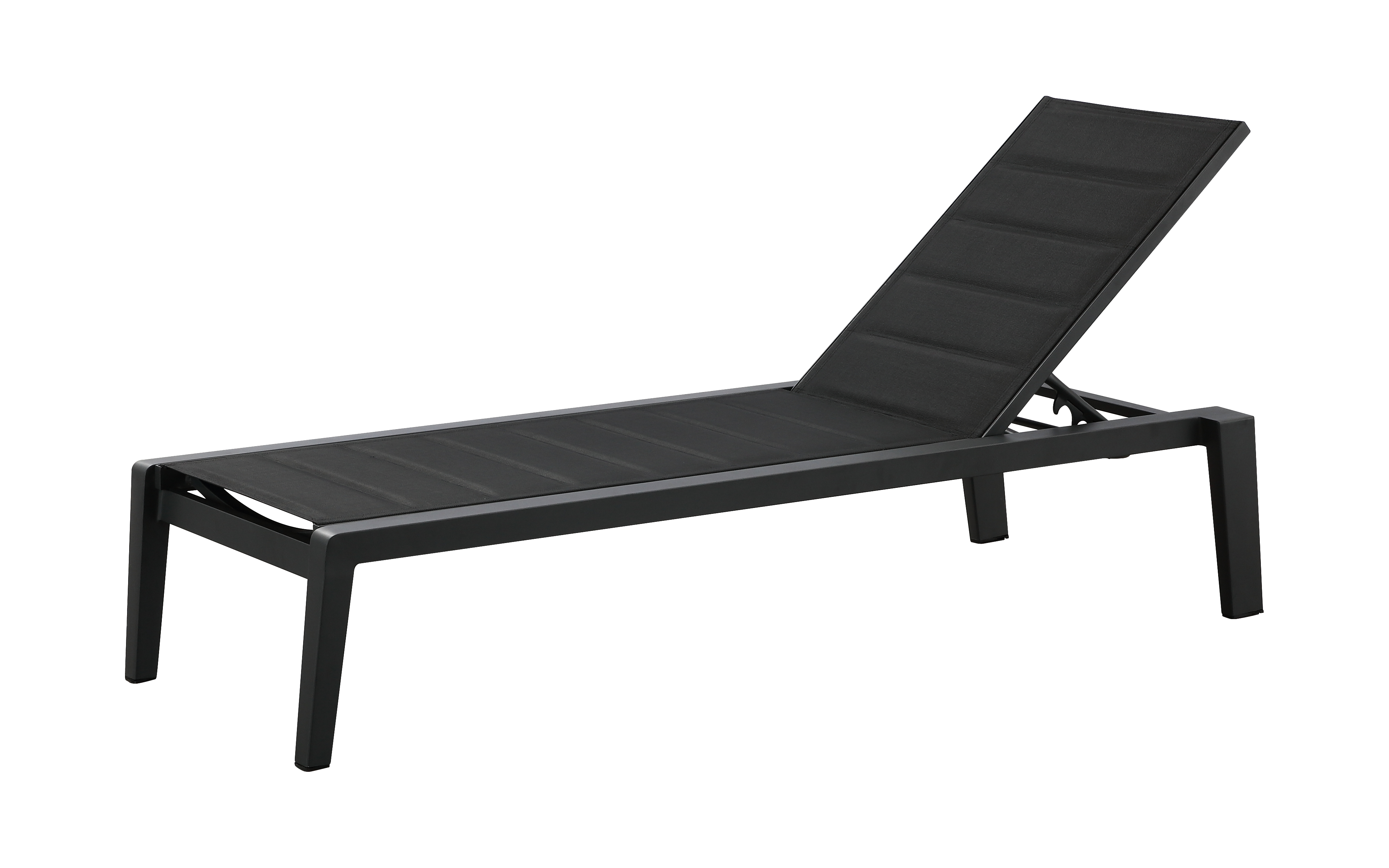 Emoti Outdoor Chaise Lounge Chair;  Sunlounge with padding Black Frame;  Set of 2;  Aluminum