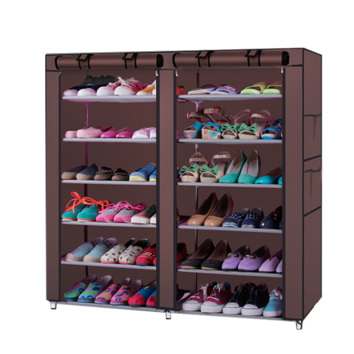 6-Row 2-Line 12 Lattices Non-Woven Fabric Shoe Rack with Non-Woven Fabric RT