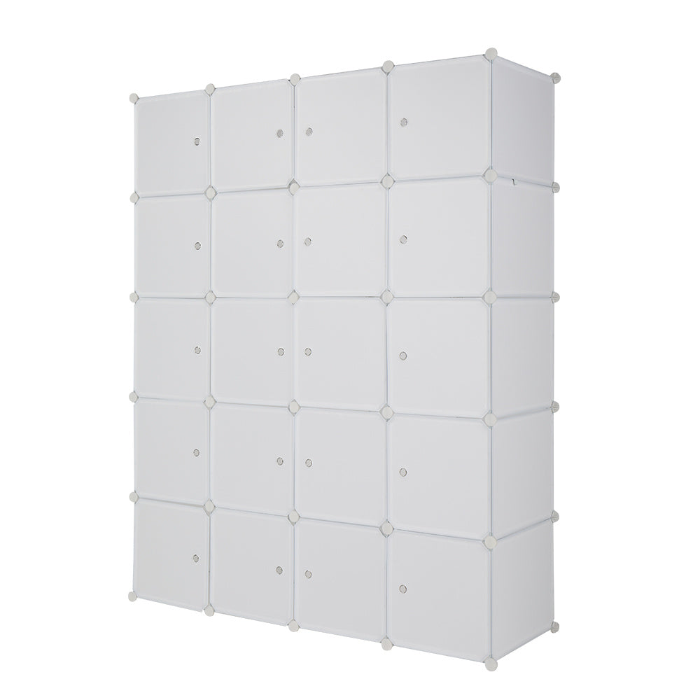 20 Cube Organizer Stackable Plastic Cube Storage Shelves Design Multifunctional Modular Closet Cabinet with Hanging Rod RT