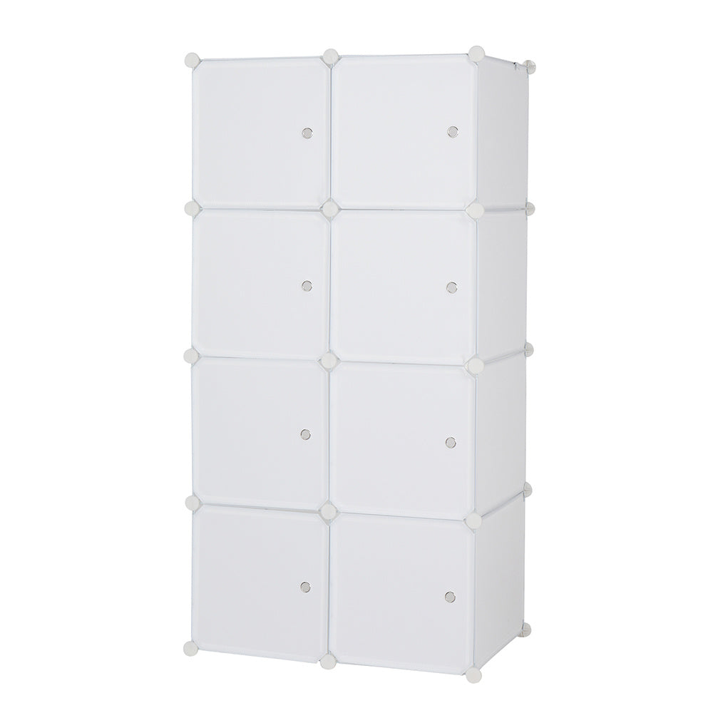 8 Cube Organizer Stackable Plastic Cube Storage Shelves Design Multifunctional Modular Closet Cabinet with Hanging Rod RT