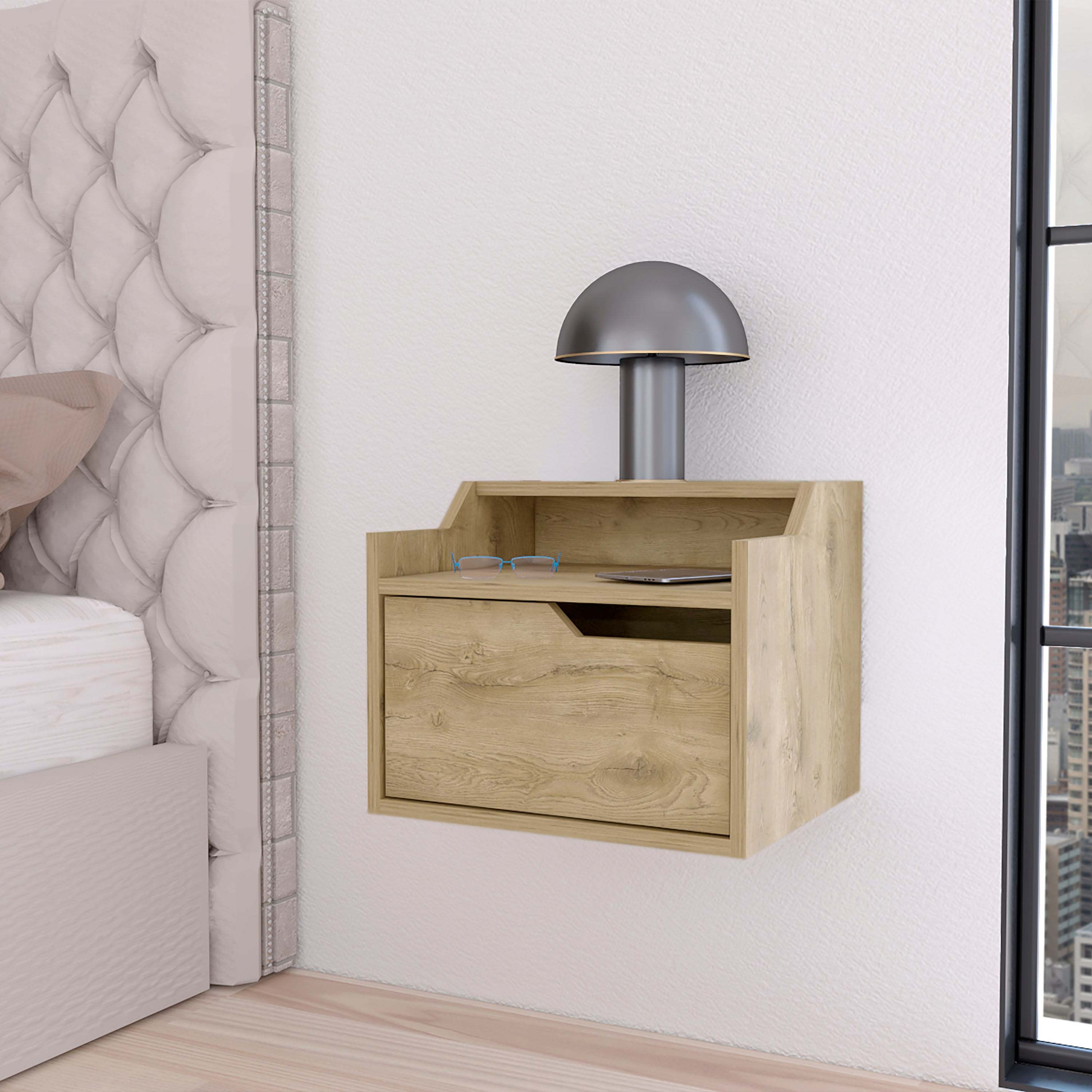 Nolan Macadamia Dual-Shelf Display Nightstand