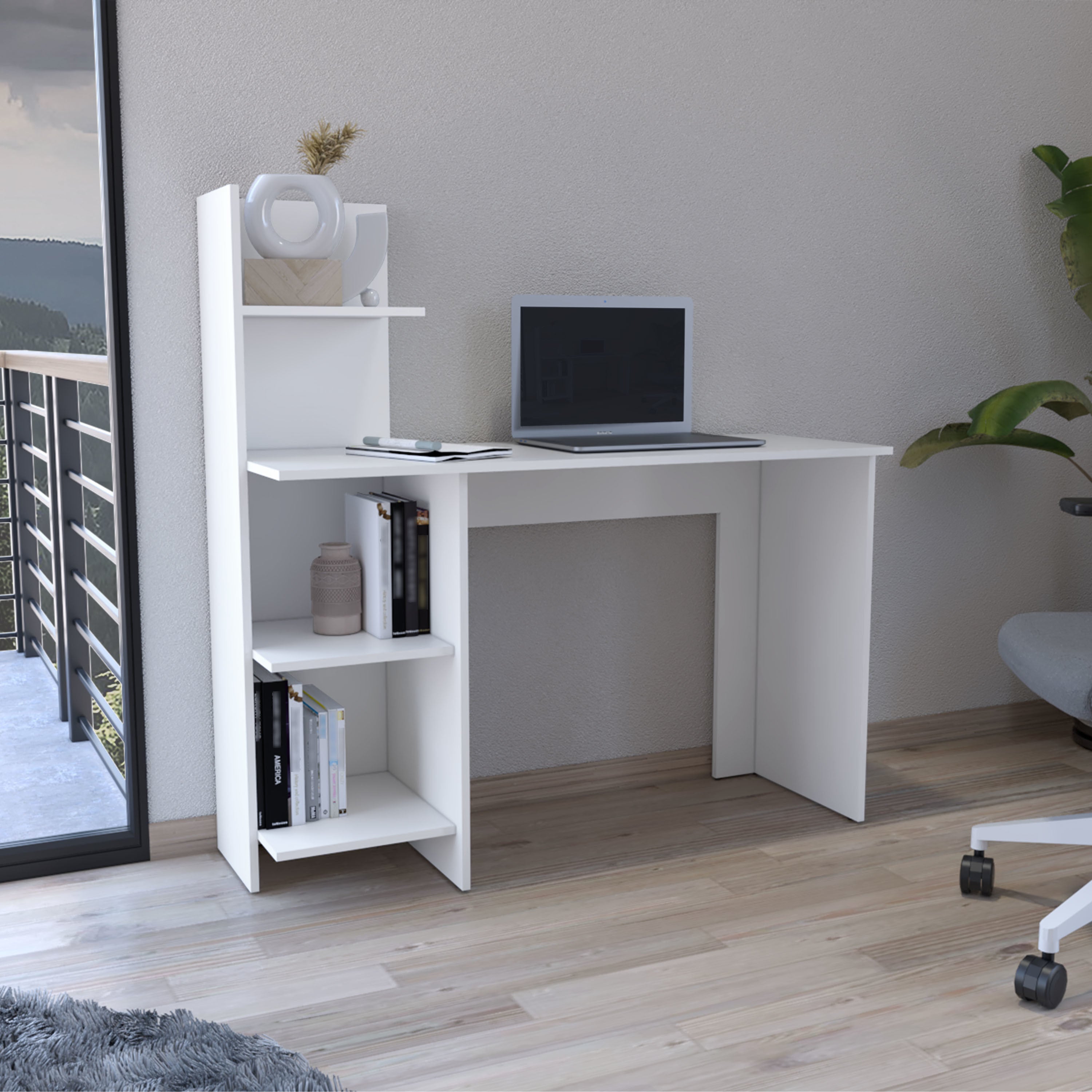 TUHOME Vilna 120 Writing Desk , Four Shelves