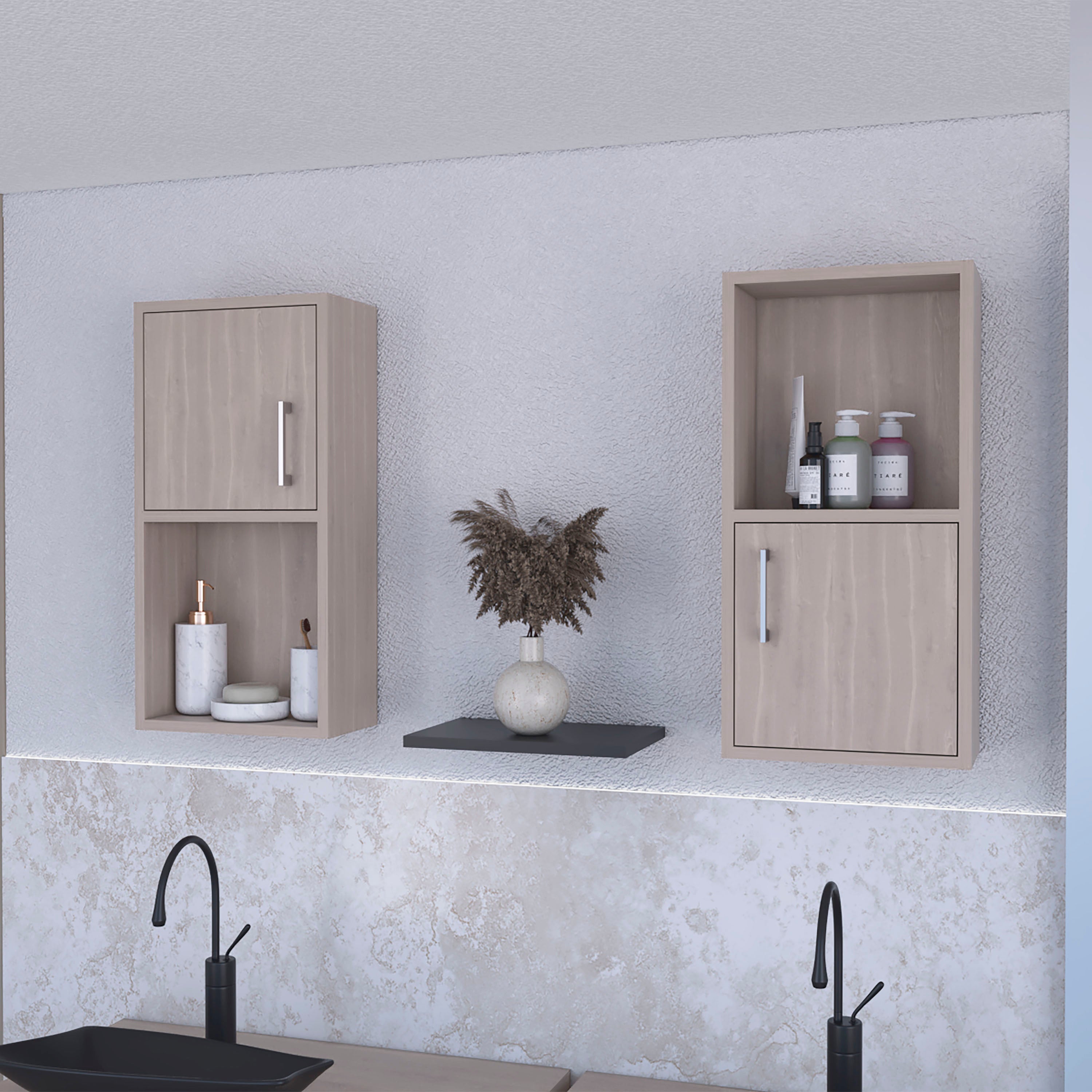 Sydney White Oak 2 Bathroom Medicine Cabinets with Open Shelf