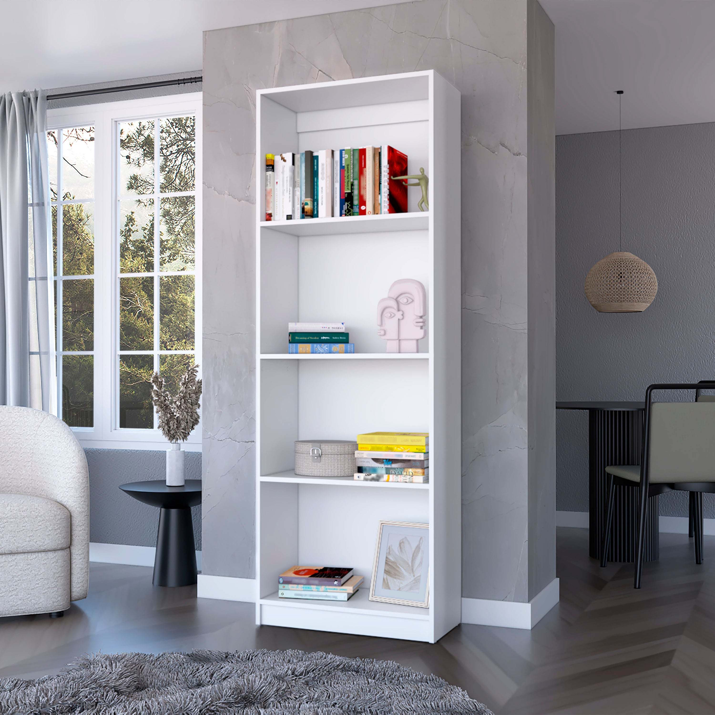 Zachary White Tier Storage Shelves Bookcase