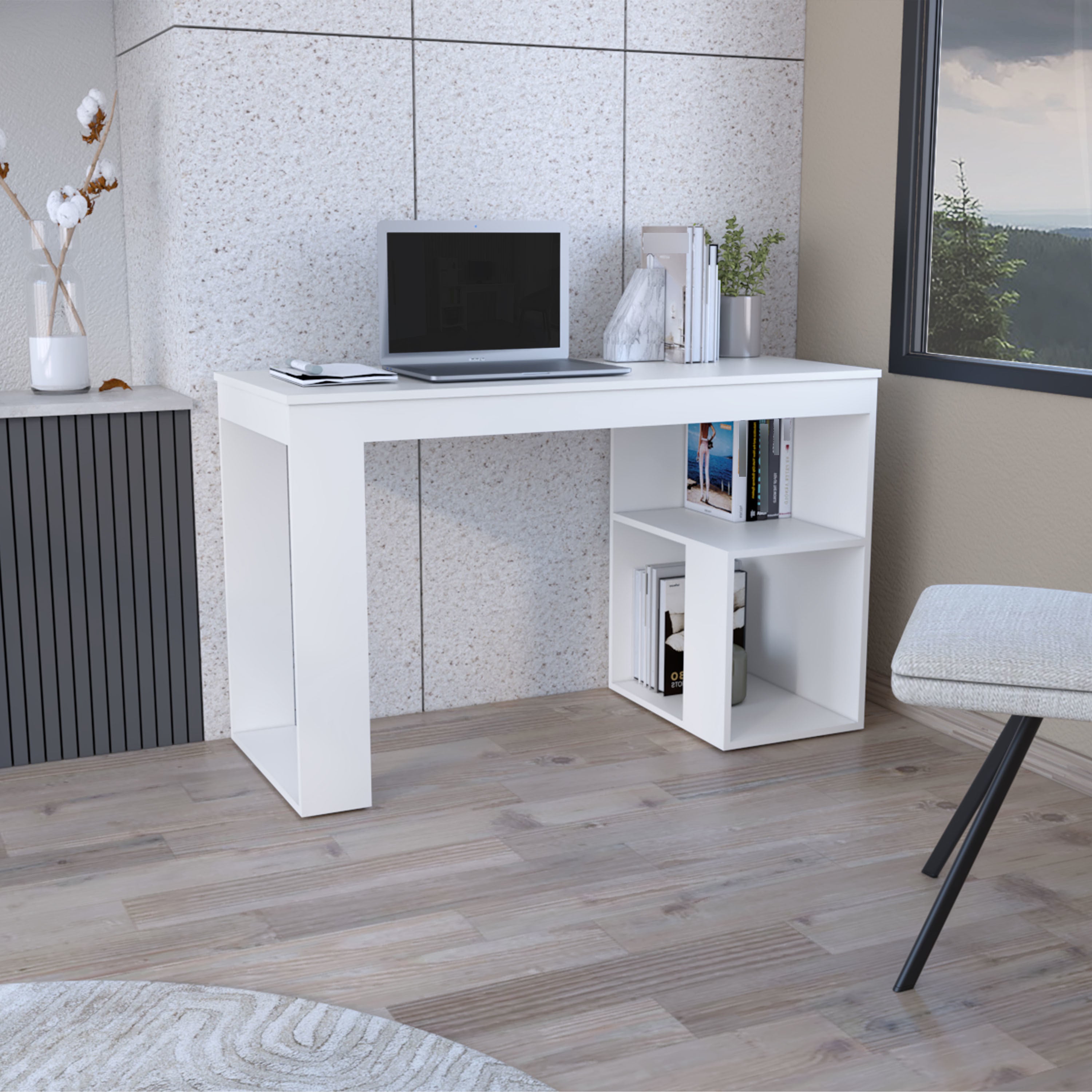 TUHOME Astana Writing Desk, Two Shelves