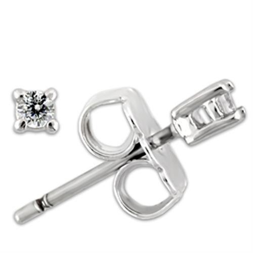 0W168 - Rhodium 925 Sterling Silver Earrings with AAA Grade CZ in Clear