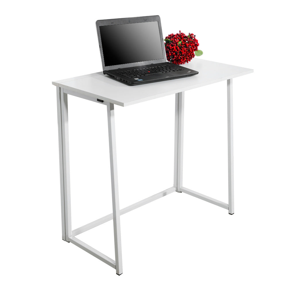 Folding Computer Desk for Small Spaces, Space-Saving Home Office Desk, Foldable Computer Table, Laptop Table, Writing Desk, Compact Study Reading Table (White) RT