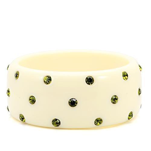 LO1904 - Resin Bangle with Top Grade Crystal in Olivine color