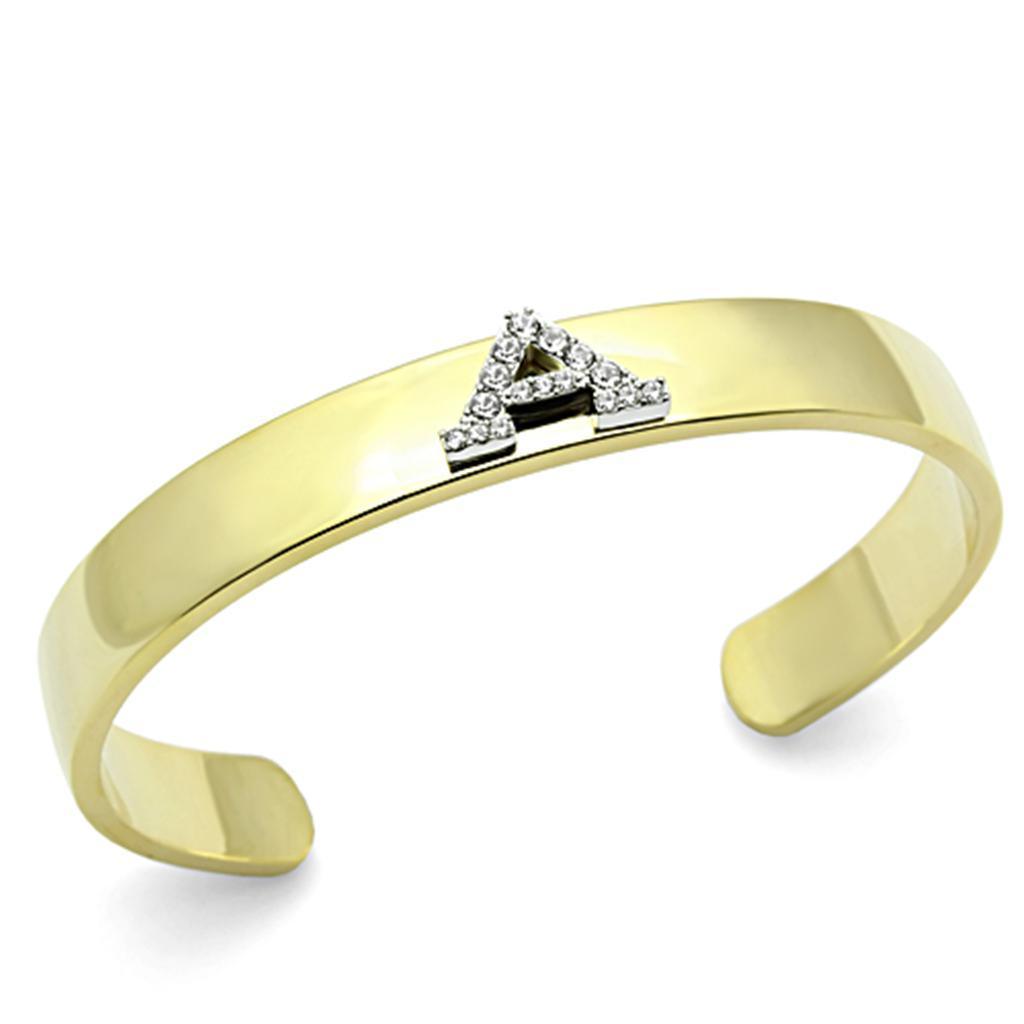 LO2570 - Gold+Rhodium White Metal Bangle with Top Grade Crystal in Clear