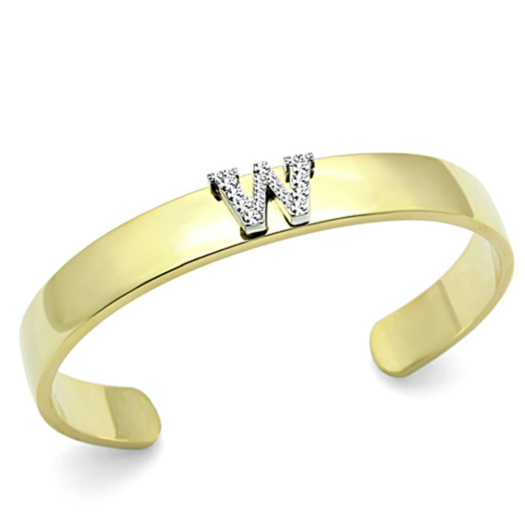 LO2592 - Gold+Rhodium White Metal Bangle with Top Grade Crystal in Clear