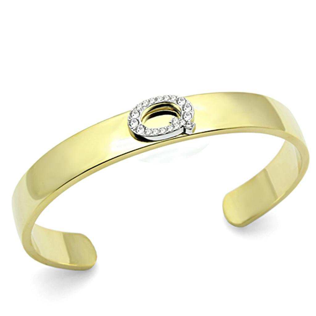 LO2586 - Gold+Rhodium White Metal Bangle with Top Grade Crystal in Clear