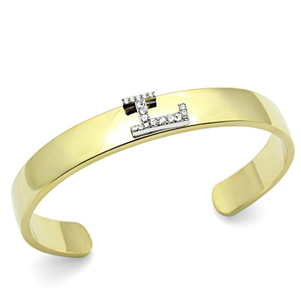 LO2581 - Gold+Rhodium White Metal Bangle with Top Grade Crystal in Clear