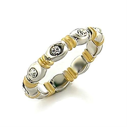 LO148 - Matte Gold & Rhodium Brass Toe Ring with Top Grade Crystal in Clear