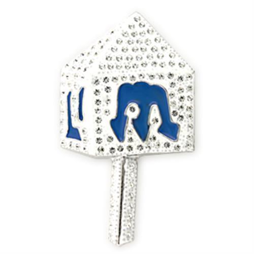 LO839 - Rhodium White Metal Brooches with Top Grade Crystal in Clear