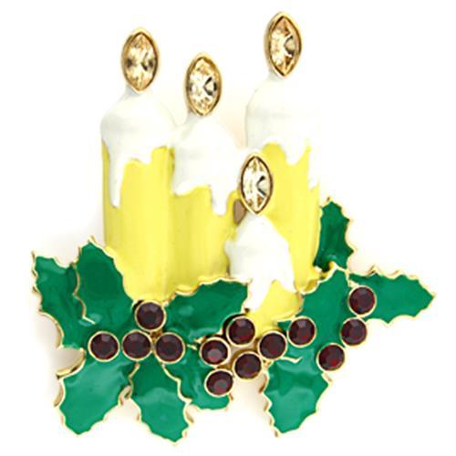 LO844 - Gold White Metal Brooches with Top Grade Crystal in Citrine Yellow