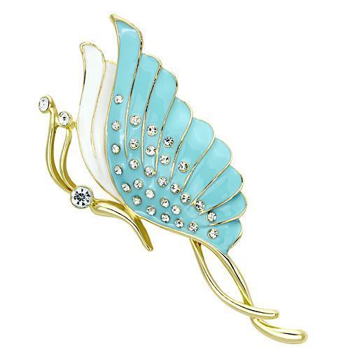 LO2771 - Flash Gold White Metal Brooches with Top Grade Crystal in Clear