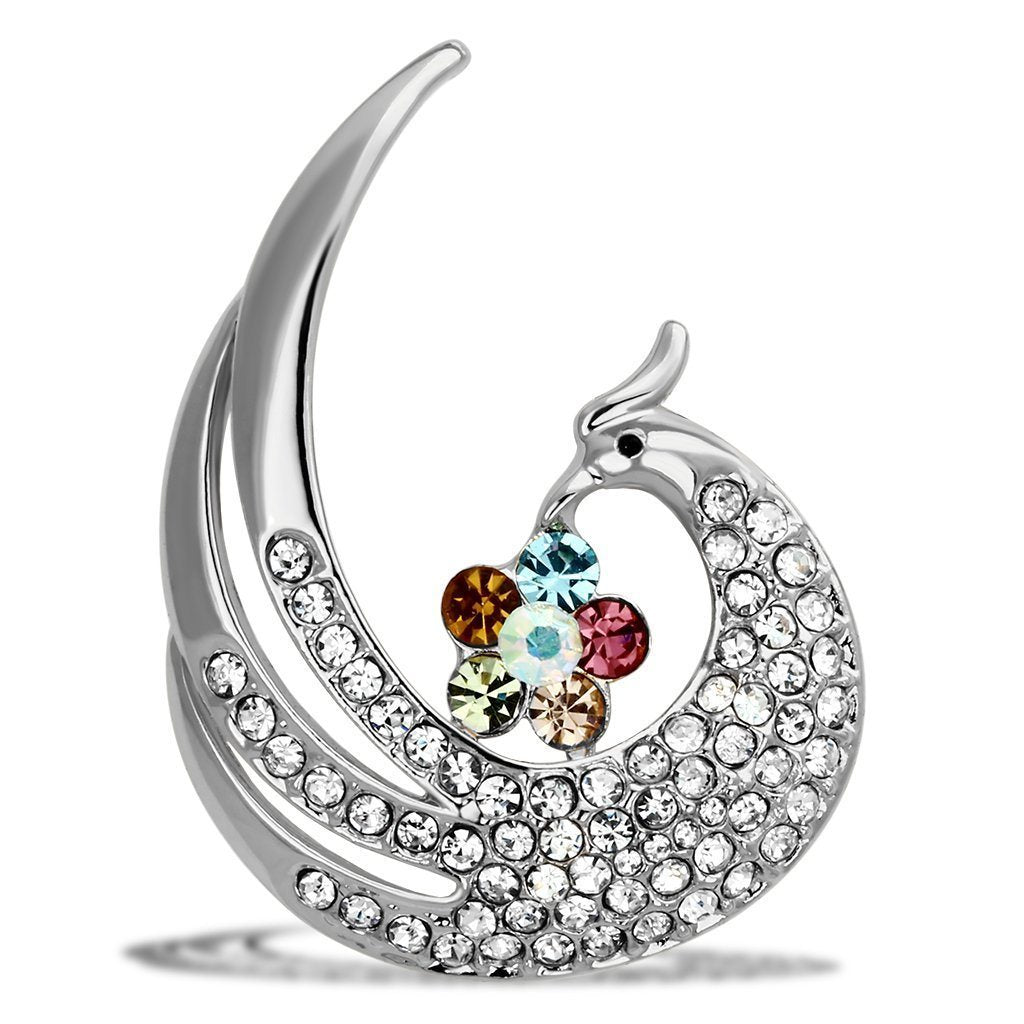 LO2774 - Flash Rose Gold White Metal Brooches with Top Grade Crystal in Multi Color