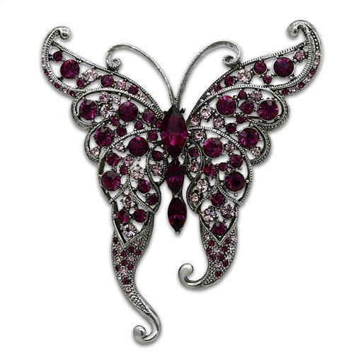 LO2396 - Imitation Rhodium White Metal Brooches with Top Grade Crystal in Multi Color