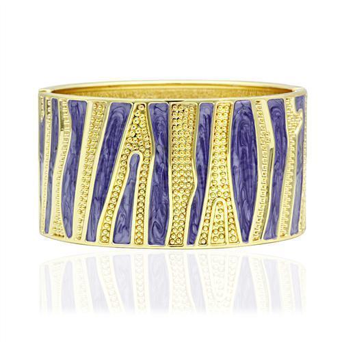 LO2118 - Flash Gold White Metal Bangle with Epoxy in No Stone