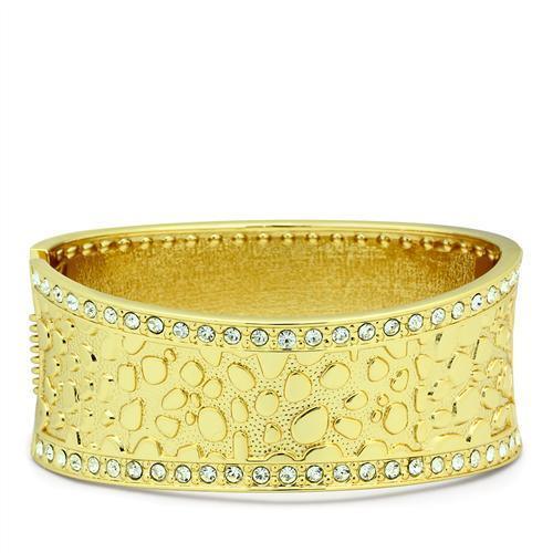 LO2119 - Flash Gold White Metal Bangle with Top Grade Crystal in Clear