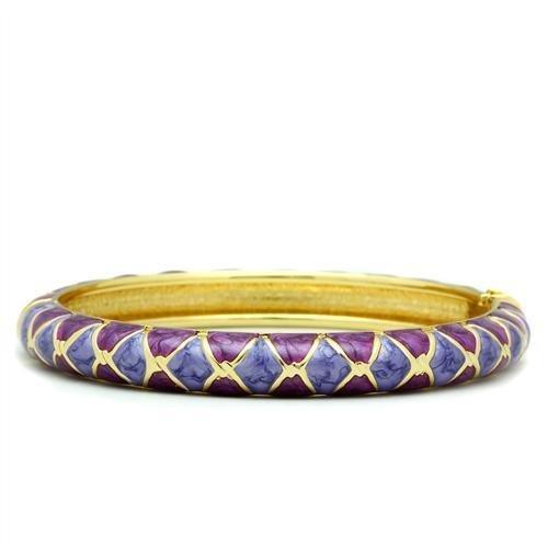 LO2137 - Flash Gold White Metal Bangle with Epoxy in No Stone