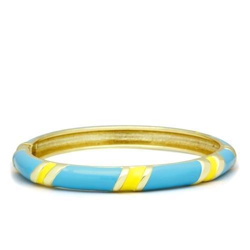 LO2143 - Flash Gold White Metal Bangle with Epoxy in No Stone