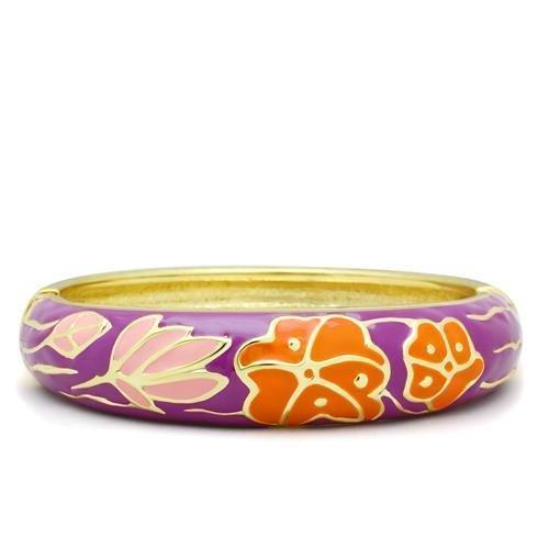 LO2133 - Flash Gold White Metal Bangle with Epoxy in No Stone