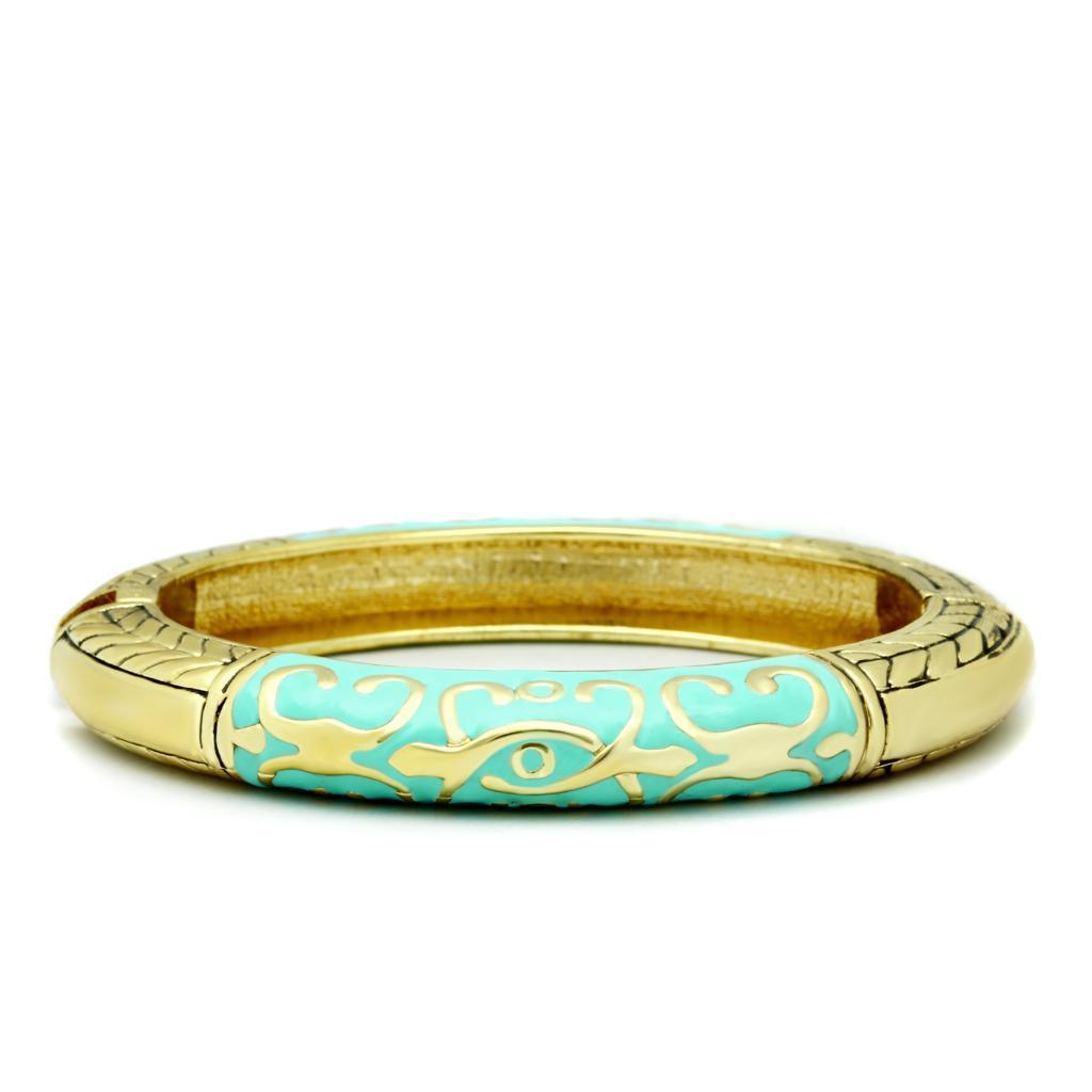 LO2128 - Flash Gold White Metal Bangle with Epoxy in No Stone