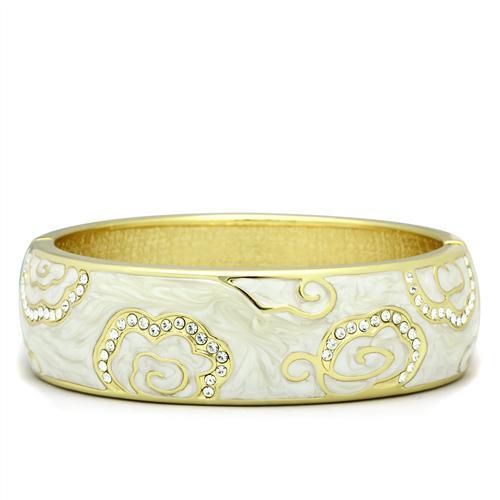 LO2131 - Flash Gold White Metal Bangle with Top Grade Crystal in Clear