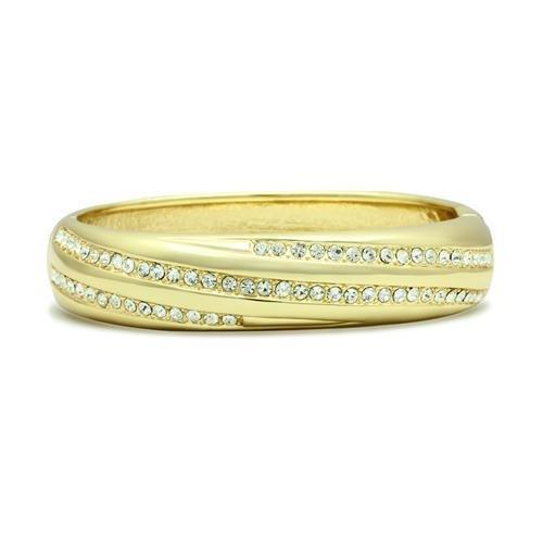 LO2150 - Flash Gold White Metal Bangle with Top Grade Crystal in Clear