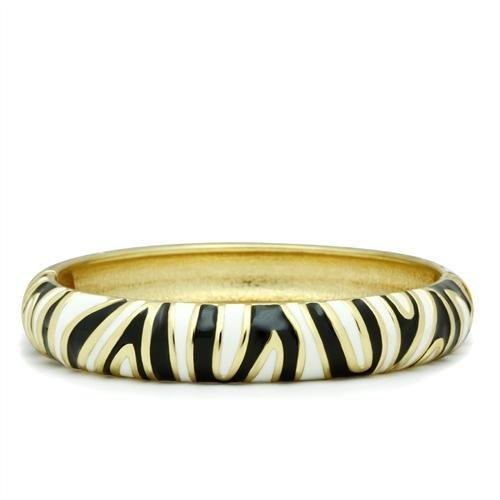 LO2152 - Flash Gold White Metal Bangle with Epoxy in No Stone