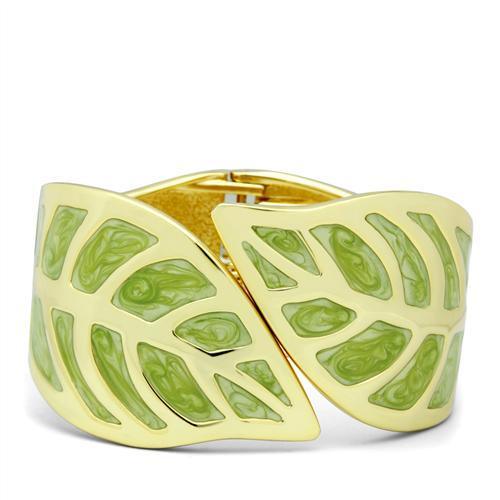 LO2121 - Flash Gold White Metal Bangle with Epoxy in No Stone