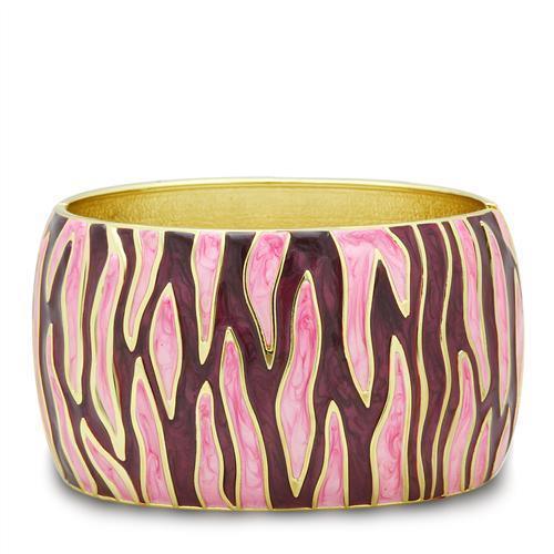 LO2154 - Flash Gold White Metal Bangle with Epoxy in No Stone